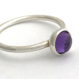 PANDORA February Droplet Silver, Amethyst Ring 6